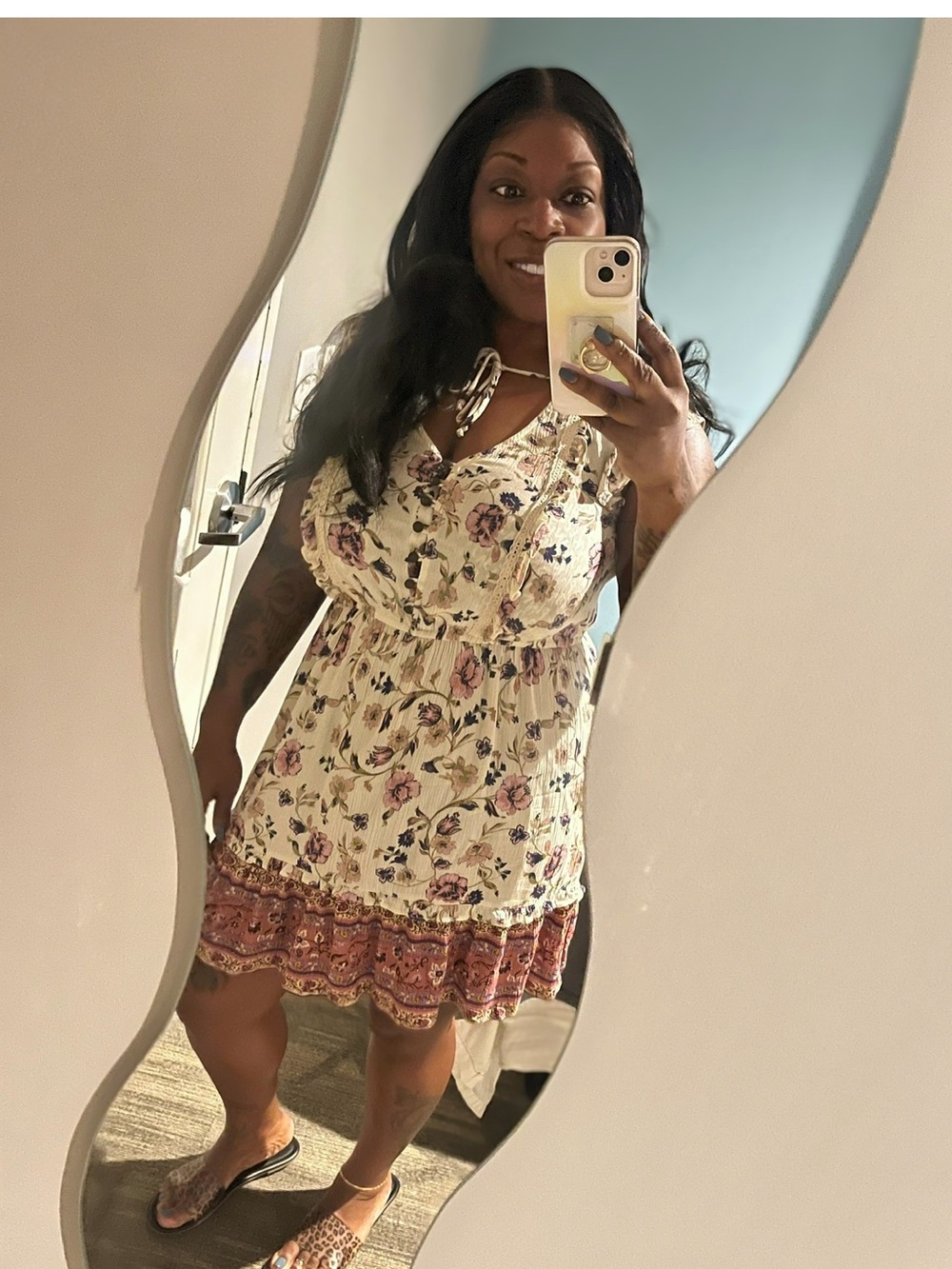 Floral Dress with Ruffle Hem - Picture 1 of 1